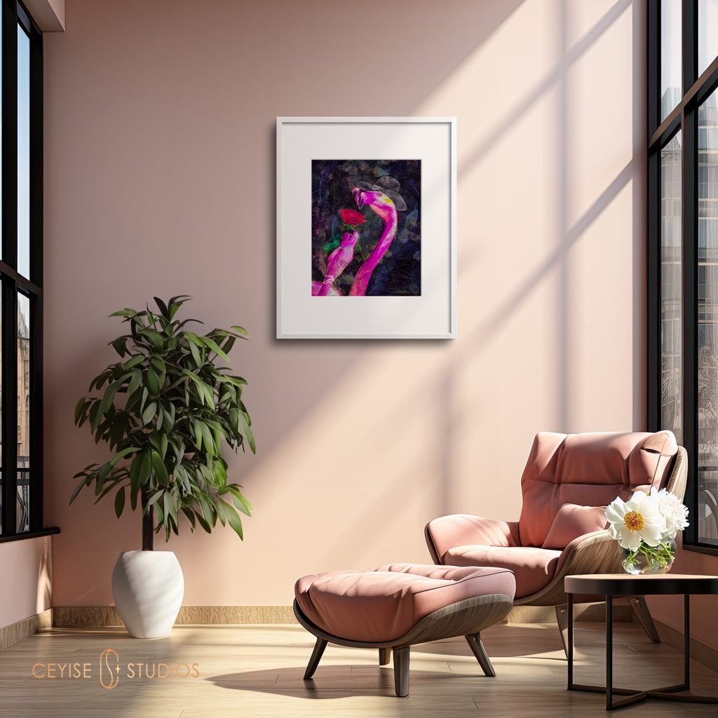 Flamingo Love Tango Art Print-Figurative Expressionist Art by Dr. Stacey Denise