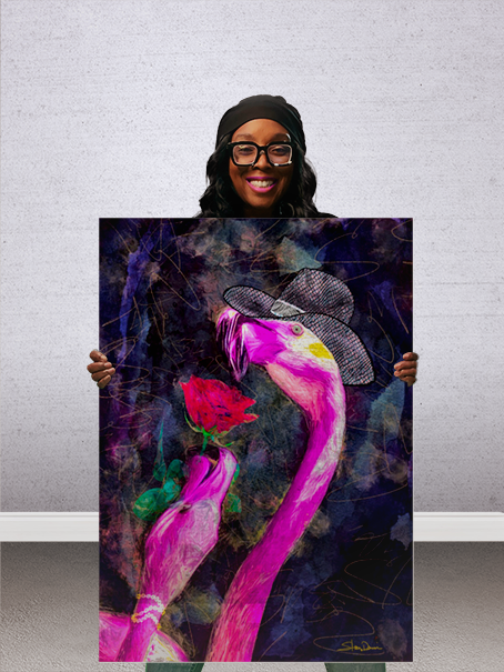 Flamingo Love Tango | Figurative Expressionist Art by Dr. Stacey Denise | Romantic Wildlife Wall Art